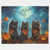 Keeshond Halloween Spooky Fleece Deken (Voorkant (Horizontaal))