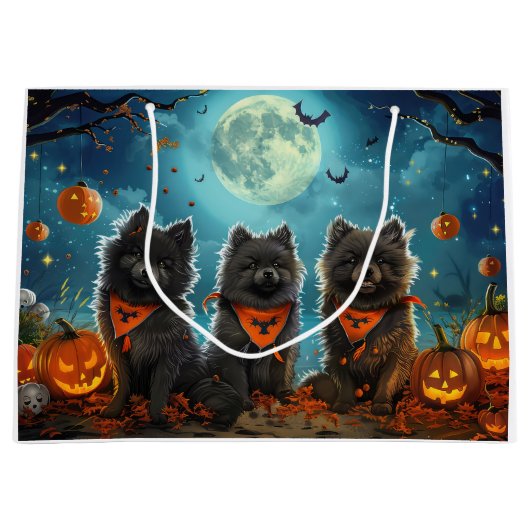 Keeshond Halloween Spooky Groot Cadeauzakje (Voorkant)