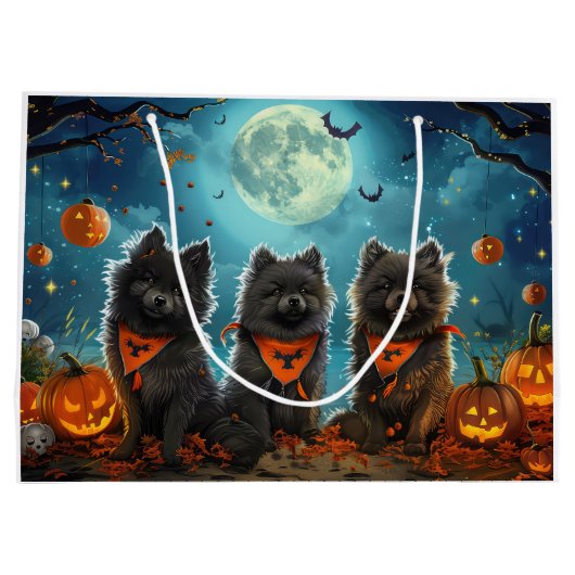 Keeshond Halloween Spooky Groot Cadeauzakje (Achterkant)