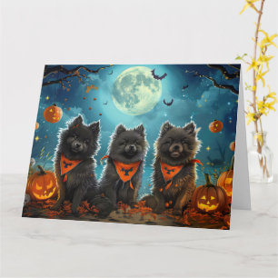 Keeshond Halloween Spooky Kaart