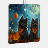 Keeshond Halloween Spooky Keramisch Ornament (Rechts)