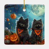 Keeshond Halloween Spooky Keramisch Ornament (Achterkant)