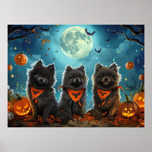 Keeshond Halloween Spooky Poster (Voorkant)