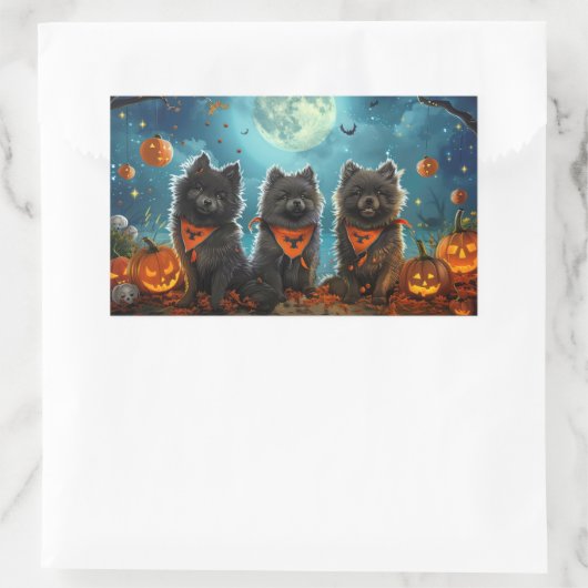 Keeshond Halloween Spooky Rechthoekige Sticker (Tas)