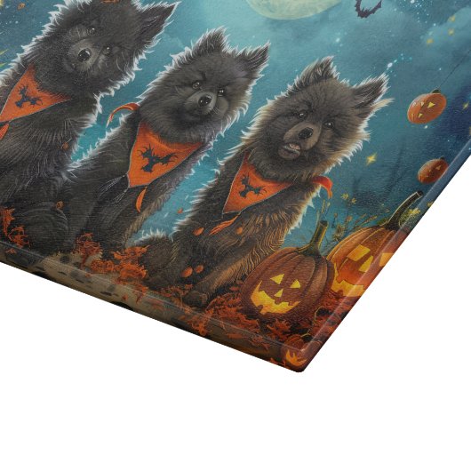 Keeshond Halloween Spooky Snijplank (Hoek)