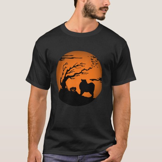 Keeshond Halloween T-Shirt (Voorkant)