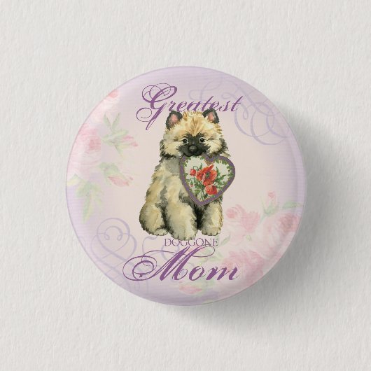 Keeshond Heart mama Ronde Button 3,2 Cm (Voorkant)