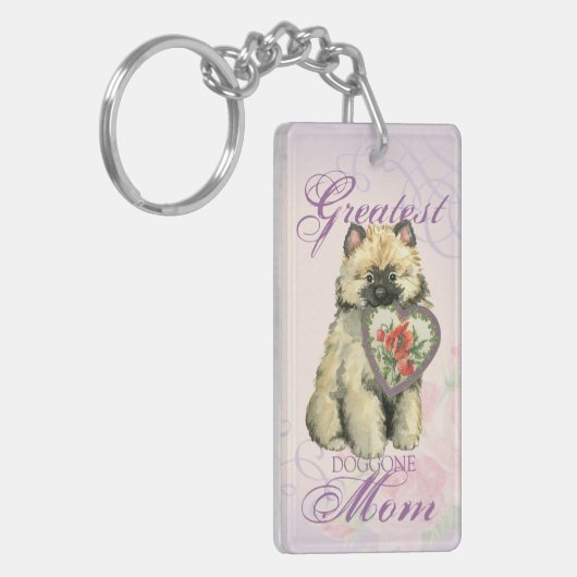 Keeshond Heart mama Sleutelhanger (Voorkant Links)