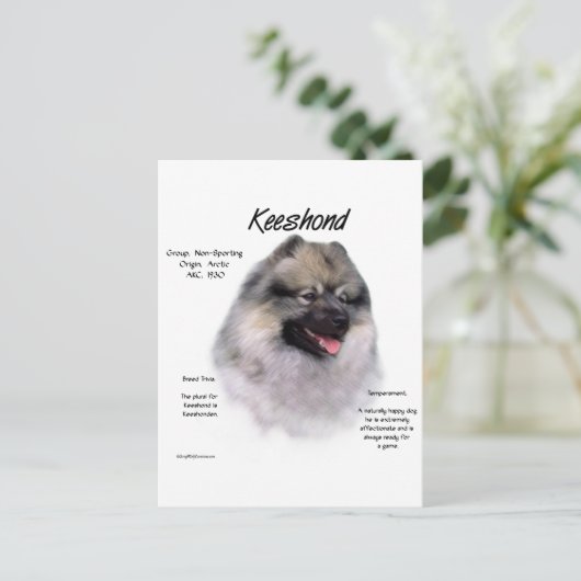 Keeshond History Design Briefkaart (Staand voorkant)