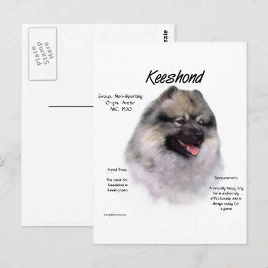 Keeshond History Design Briefkaart (Voorkant / Achterkant)