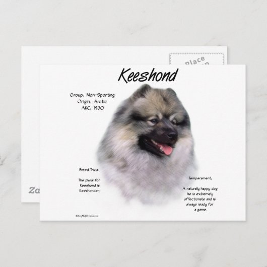 Keeshond History Design Briefkaart (Voorkant / Achterkant)