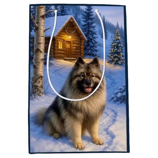 Keeshond Holiday  Medium Cadeauzakje (Voorkant)