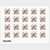 Keeshond Holly Banner Kerstmis Vierkante Sticker (Vel)