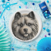 Keeshond hond 3D geïnspireerd Papieren Bordje (Feest)