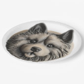 Keeshond hond 3D geïnspireerd Papieren Bordje (Gekanteld)