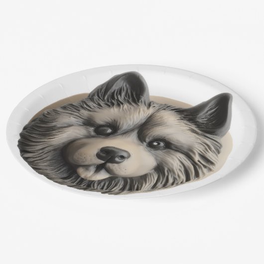 Keeshond hond 3D geïnspireerd Papieren Bordje (Gekanteld)