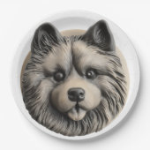 Keeshond hond 3D geïnspireerd Papieren Bordje (Voorkant)