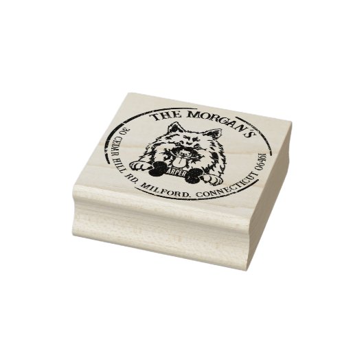 Keeshond Hond Familie Retouradres Rubberstempel (Stempel)