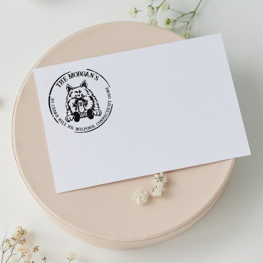 Keeshond Hond Familie Retouradres Rubberstempel