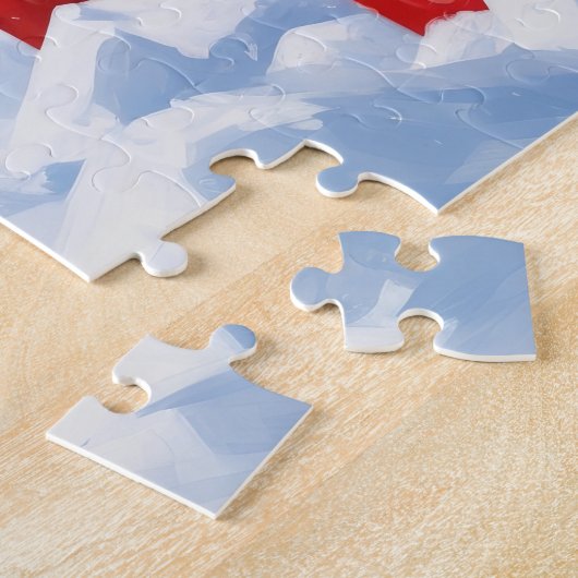 Keeshond Hond Hardlopen In Sneeuw Met Kerst Pet Legpuzzel (Zijkant)