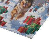 Keeshond Hond Hardlopen In Sneeuw Met Kerst Pet Snijplank (Hoek)