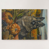 Keeshond Hond Herfst Oogst Dankdag Legpuzzel (Horizontaal)