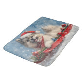 Keeshond Hond in Sledge Laat het Sneeuw Kerstmis Badmat (Gekanteld)