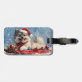 Keeshond Hond in Sledge Laat het Sneeuw Kerstmis Bagagelabel (Achterkant horizontaal)