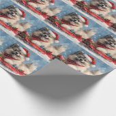 Keeshond Hond in Sledge Laat het Sneeuw Kerstmis Cadeaupapier (Hoek)