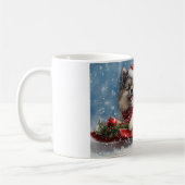 Keeshond Hond in Sledge Laat het Sneeuw Kerstmis Koffiemok (Links)