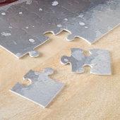 Keeshond Hond in Sledge Laat het Sneeuw Kerstmis Legpuzzel (Zijkant)