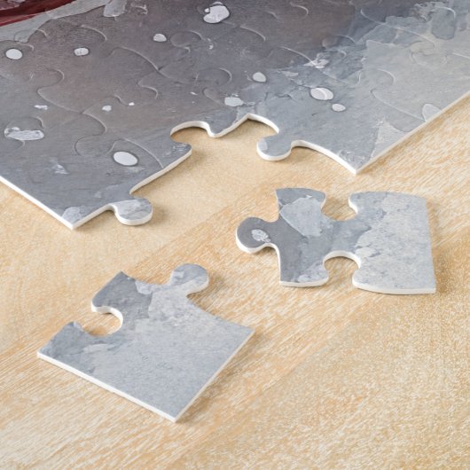 Keeshond Hond in Sledge Laat het Sneeuw Kerstmis Legpuzzel (Zijkant)