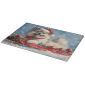 Keeshond Hond in Sledge Laat het Sneeuw Kerstmis Snijplank (Hoek)