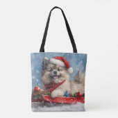 Keeshond-hond in slee Laat het sneeuwen Kerstmis Tote Bag (Achterkant)