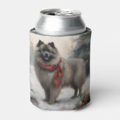 Keeshond Hond in Sneeuw Kerstmis Blikjeskoeler (Blikje Voorkant)