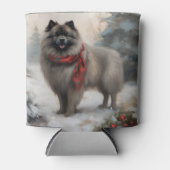 Keeshond Hond in Sneeuw Kerstmis Blikjeskoeler (Voorkant)