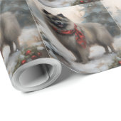 Keeshond Hond in Sneeuw Kerstmis Cadeaupapier (Rol Hoek)