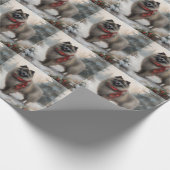 Keeshond Hond in Sneeuw Kerstmis Cadeaupapier (Hoek)