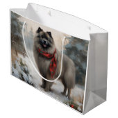 Keeshond Hond in Sneeuw Kerstmis Groot Cadeauzakje (Achterkant Gekanteld)