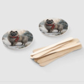 Keeshond Hond in Sneeuw Kerstmis Handwaaier (Niet-gemonteerd)