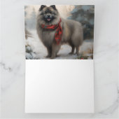 Keeshond Hond in Sneeuw Kerstmis Kaart (Binnen)