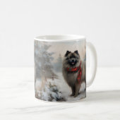 Keeshond Hond in Sneeuw Kerstmis Koffiemok (Voorkant rechts)