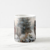 Keeshond Hond in Sneeuw Kerstmis Koffiemok (Center)