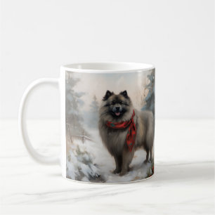 Keeshond Hond in Sneeuw Kerstmis Koffiemok