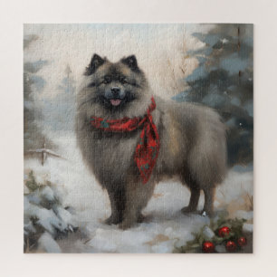 Keeshond Hond in Sneeuw Kerstmis Legpuzzel