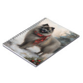 Keeshond Hond in Sneeuw Kerstmis Notitieboek (Linkerzijde)