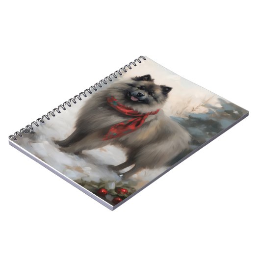 Keeshond Hond in Sneeuw Kerstmis Notitieboek (Linkerzijde)