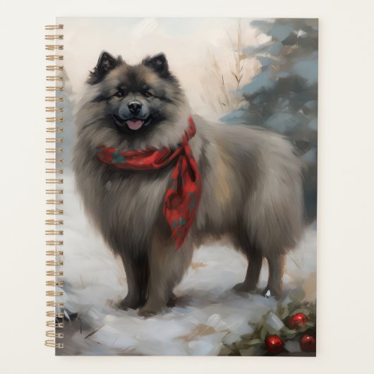Keeshond Hond in Sneeuw Kerstmis Planner (Voorkant)