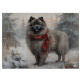 Keeshond Hond in Sneeuw Kerstmis Snijplank (Voorkant)