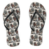 Keeshond Hond in Sneeuw Kerstmis Teenslippers (Voetbed)